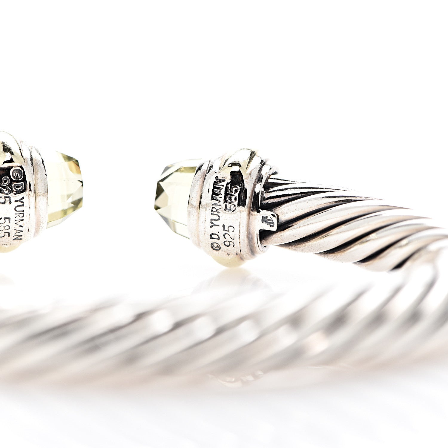 David Yurman Sterling Silver 14K Yellow Gold Lemon Citrine 7mm Cable Classics Bracelet 3 of 4