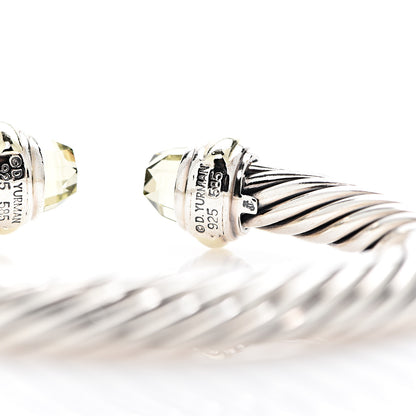 David Yurman Sterling Silver 14K Yellow Gold Lemon Citrine 7mm Cable Classics Bracelet 3 of 4