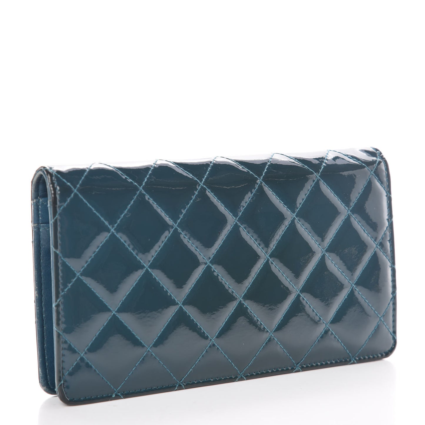 Patent Quilted Brilliant Yen Wallet Dark Blue
