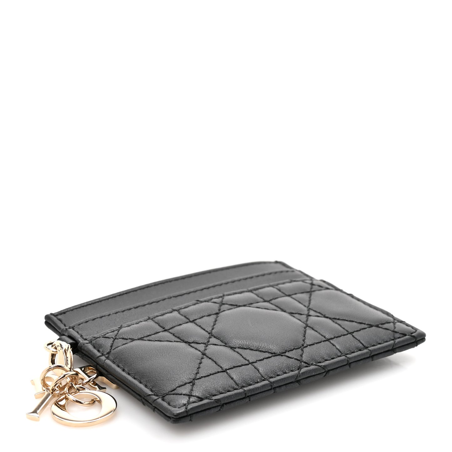 Lambskin Cannage Lady Dior Card Holder Black