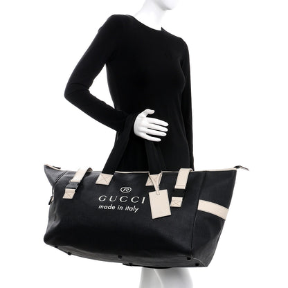 Gucci Coated Canvas Large Trademark Logo Travel Tote Black 2 of 8