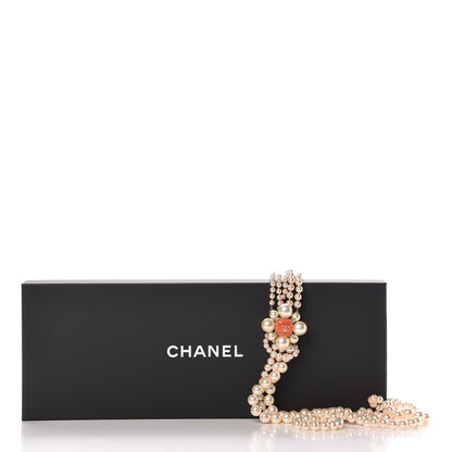 Chanel Pearl Crystal Gripoix CC Multi Strand Necklace Orange Gold 6 of 6