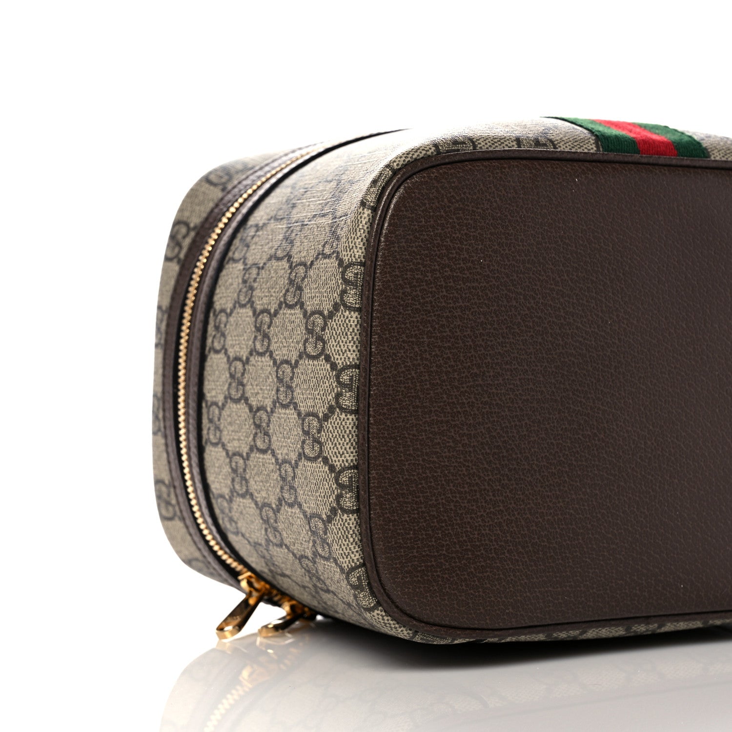 Gucci GG Supreme Monogram Textured Calfskin Web Small Ophidia Vanity Cosmetic Case Beige Ebony New Acero 9 of 12