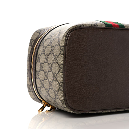 Gucci GG Supreme Monogram Textured Calfskin Web Small Ophidia Vanity Cosmetic Case Beige Ebony New Acero 9 of 12