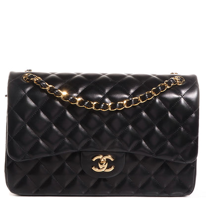 Chanel Lambskin Quilted Jumbo Double Flap Black 1 of 9