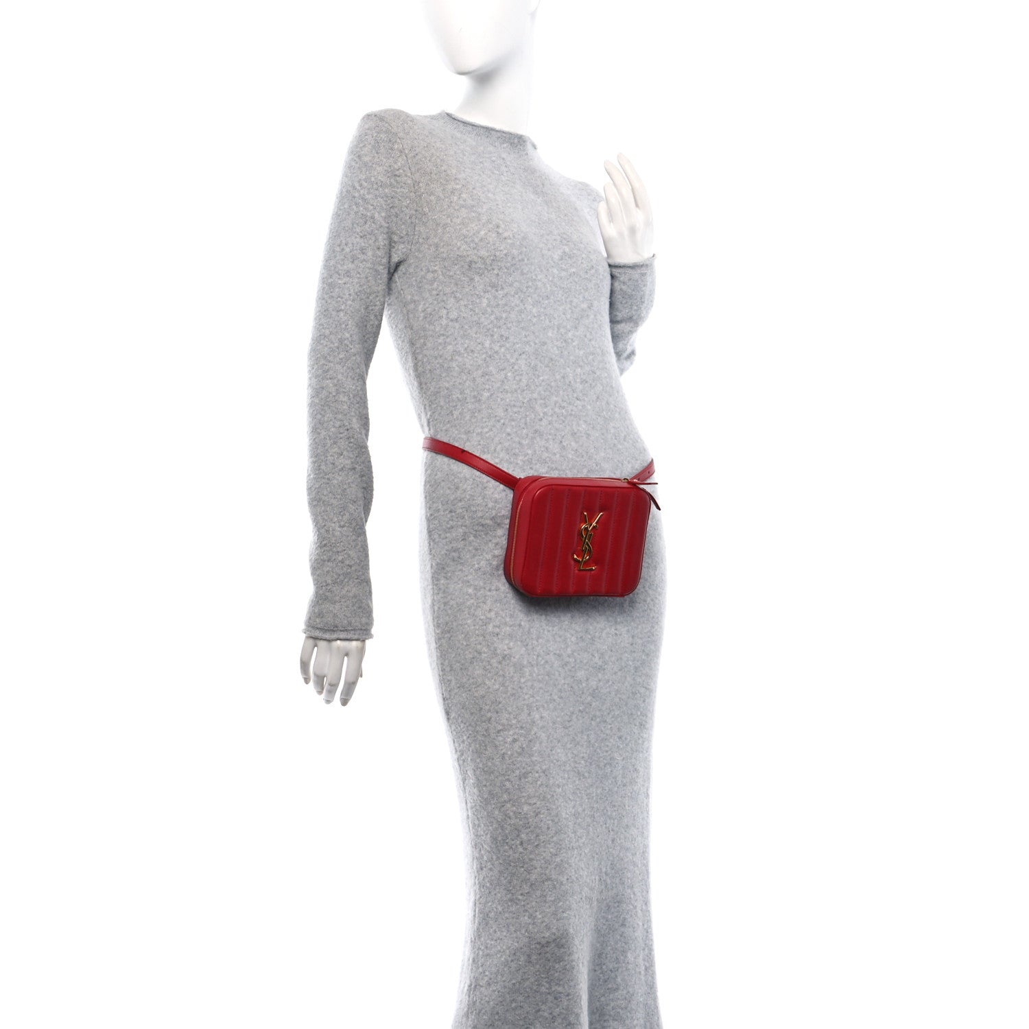 Saint Laurent Lambskin Matelasse Vicky Monogram Belt Bag Eros Red 2 of 9
