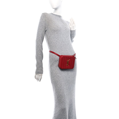 Saint Laurent Lambskin Matelasse Vicky Monogram Belt Bag Eros Red 2 of 9