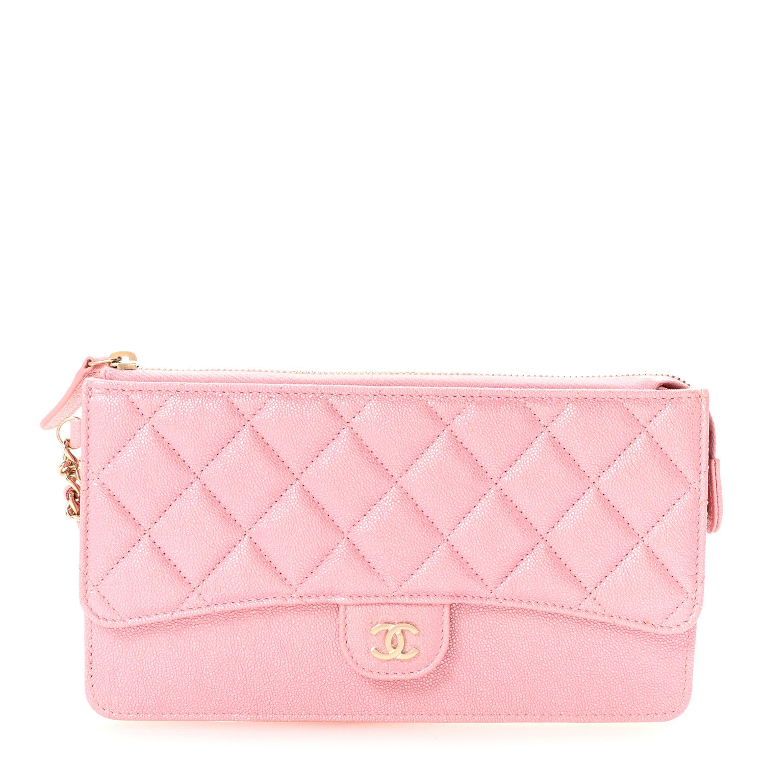 Chanel Iridescent Caviar Quilted Classic Pouch With Handle Rose Pink 1 of 8