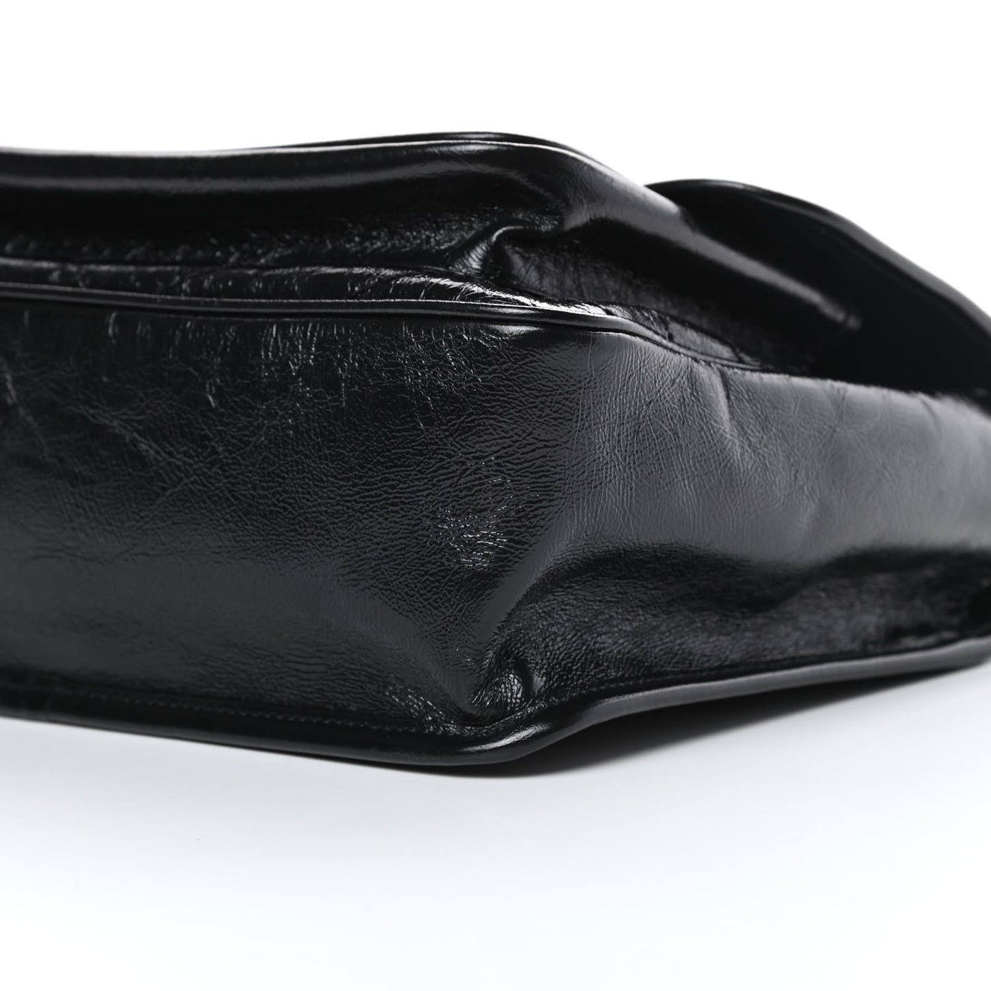 Crinkled Calfskin Matelasse Monogram Medium Niki Chain Satchel Black
