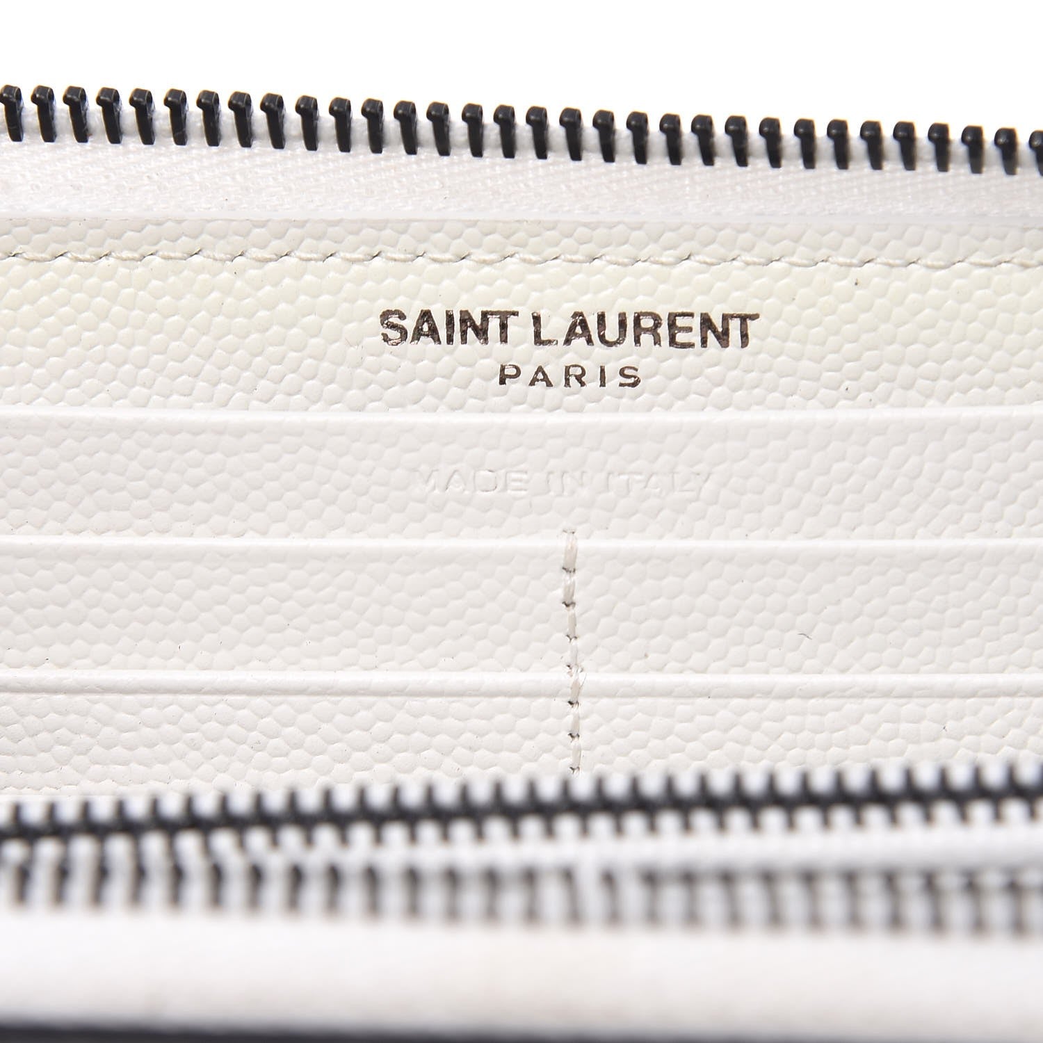 Saint Laurent Grain De Poudre Matelasse Chevron Monogram Zip Around Wallet Black Bianco Ottico 6 of 7