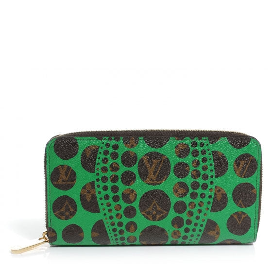 Louis Vuitton Monogram Kusama Pumpkin Dots Zippy Wallet Green 1 of 7