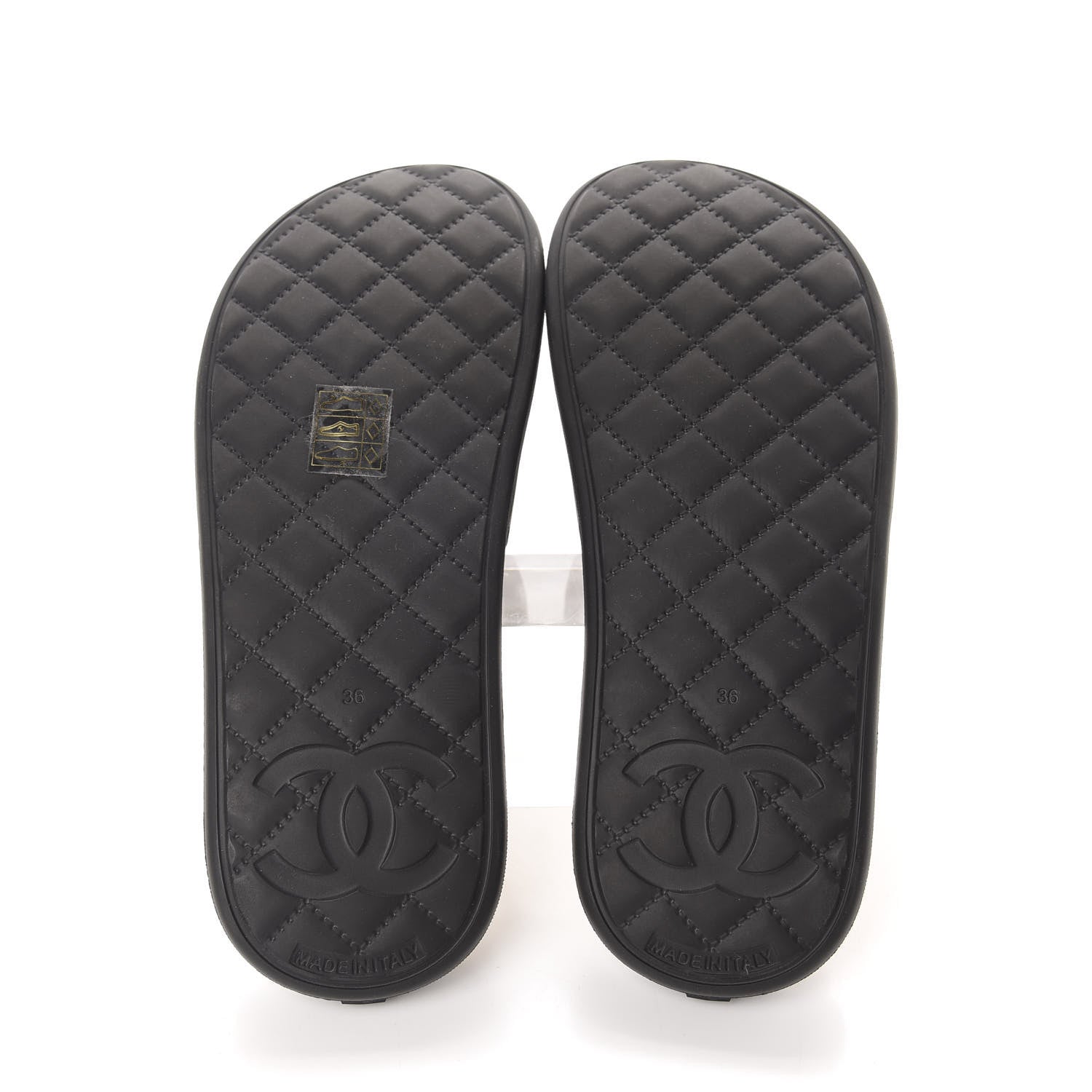 Chanel Thermoplastic PVC Camellia Mule Sandals 36 Black Ivory 6 of 8
