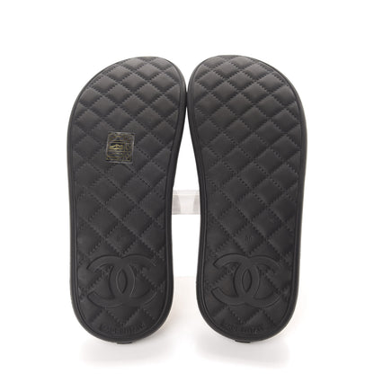 Chanel Thermoplastic PVC Camellia Mule Sandals 36 Black Ivory 6 of 8