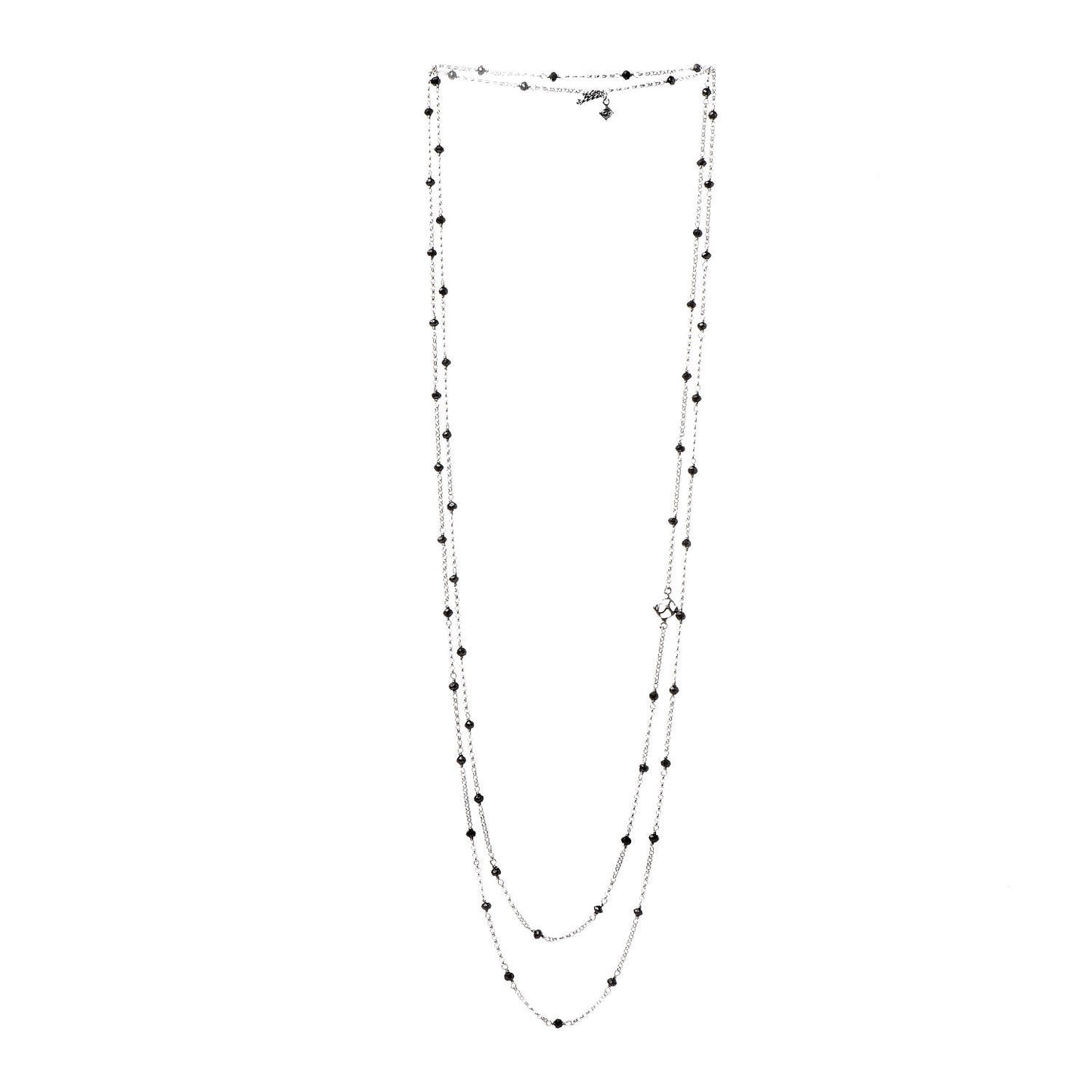 Sterling Silver Black Onyx Station Chain Necklace
