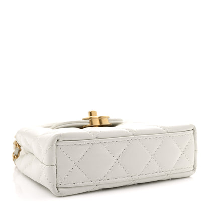Chanel Shiny Aged Calfskin Quilted Mini Nano Kelly Shopper White 4 of 12
