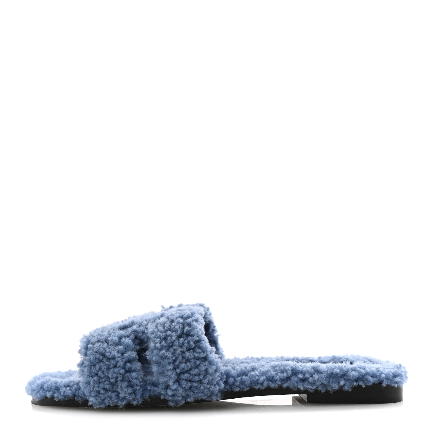 Hermes Woolskin Oran Sandals 38.5 Bleu 1 of 9