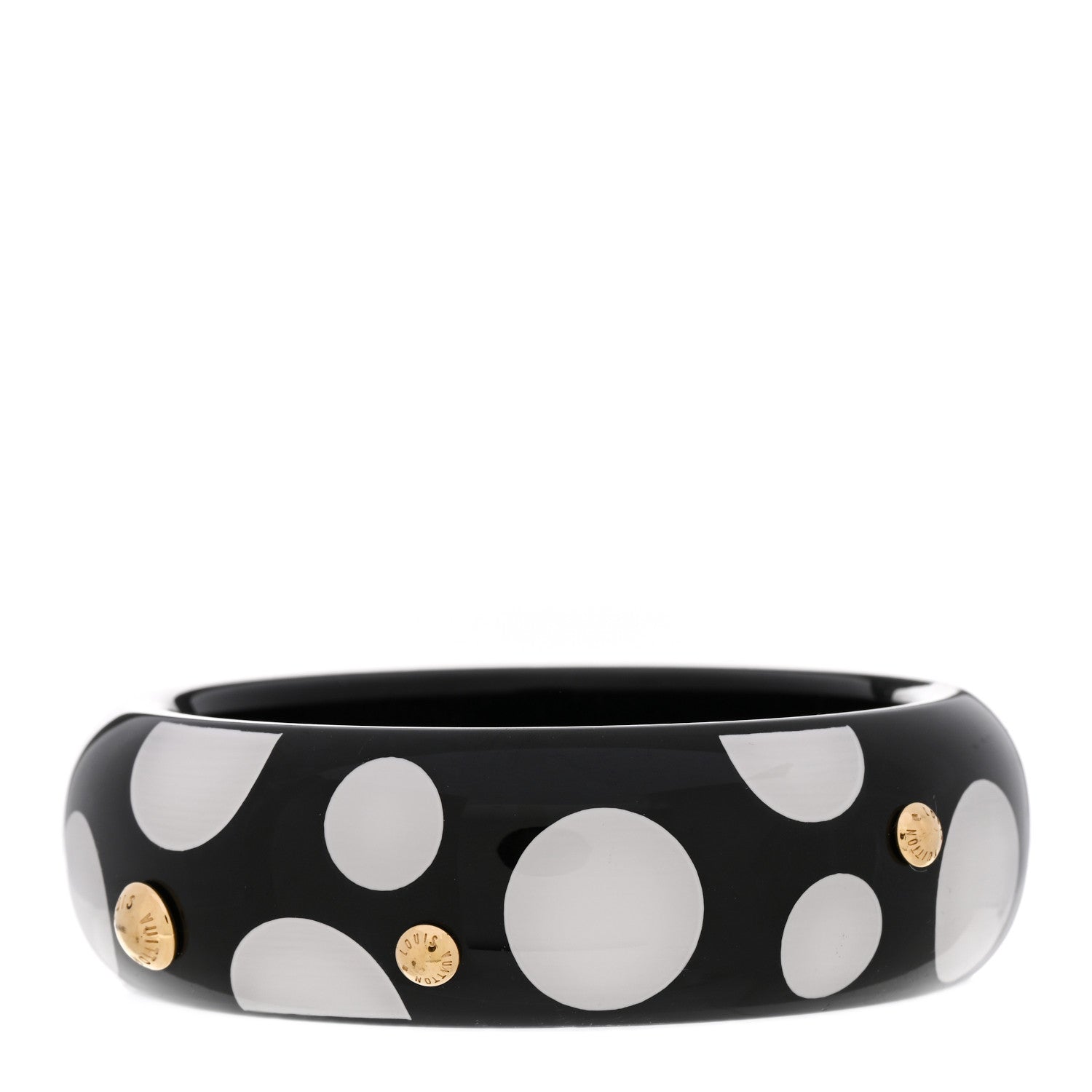 Louis Vuitton X Yayoi Kusama Infinity Dots Wide Bangle Bracelet Black White 3 of 6