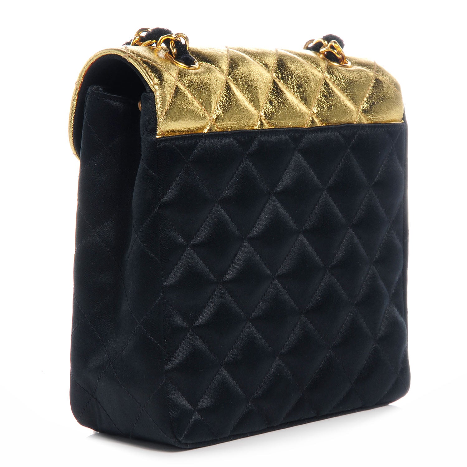 Chanel Satin Calfskin Quilted Bi-Color Mini Flap Black Gold 3 of 8