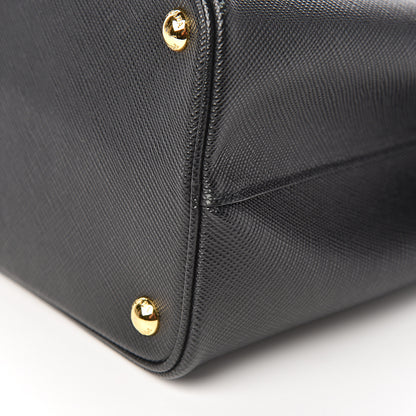 Prada Saffiano Cuir Medium Double Bag Black Fuoco 9 of 10
