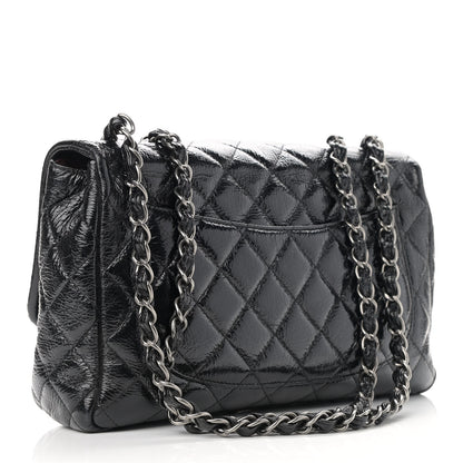 Chanel Crinkled Patent Quilted Jumbo Single Flap Black 3 of 12