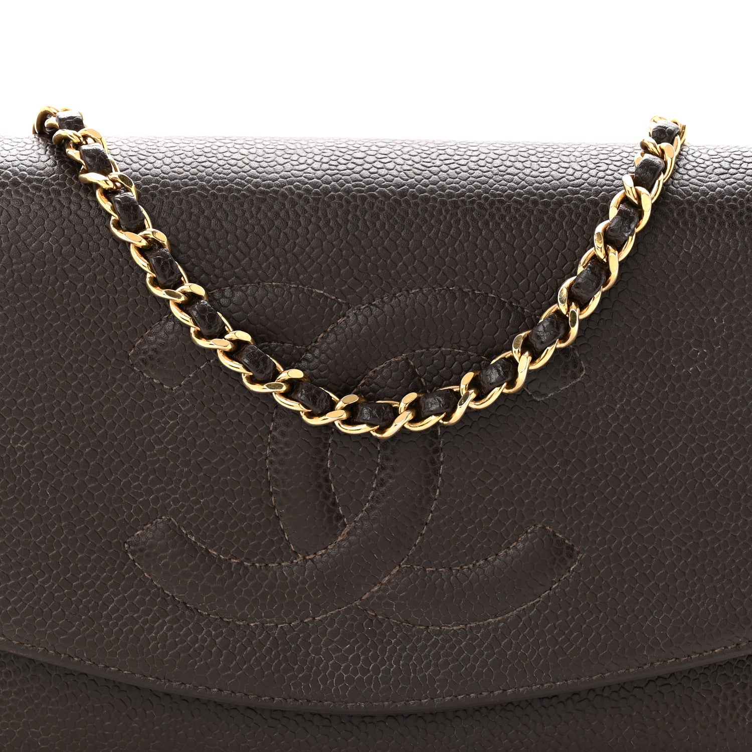 Chanel Caviar Timeless CC Wallet On Chain WOC Dark Brown 9 of 14