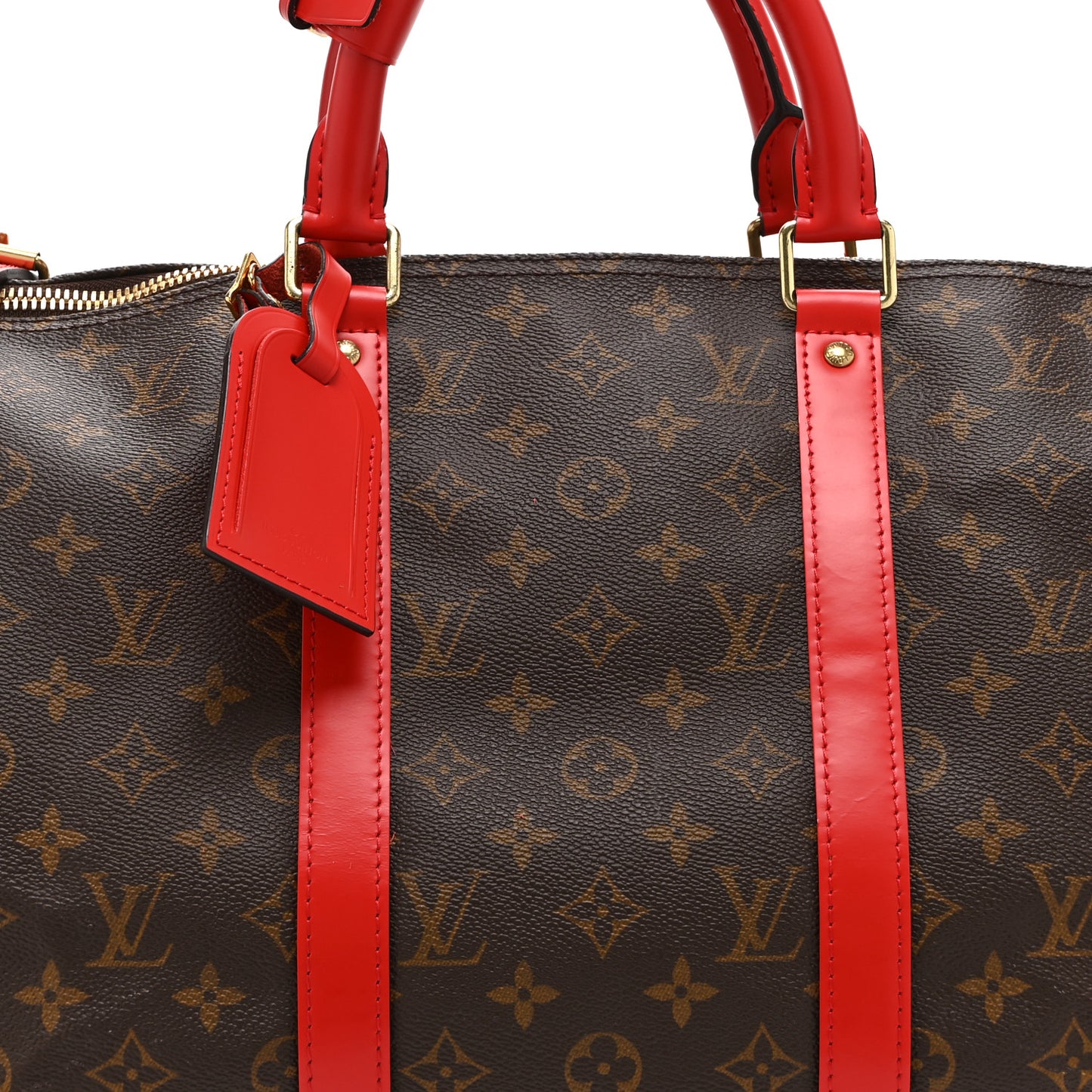 Calfskin Monogram Keepall Bandouliere 50 Coquelicot