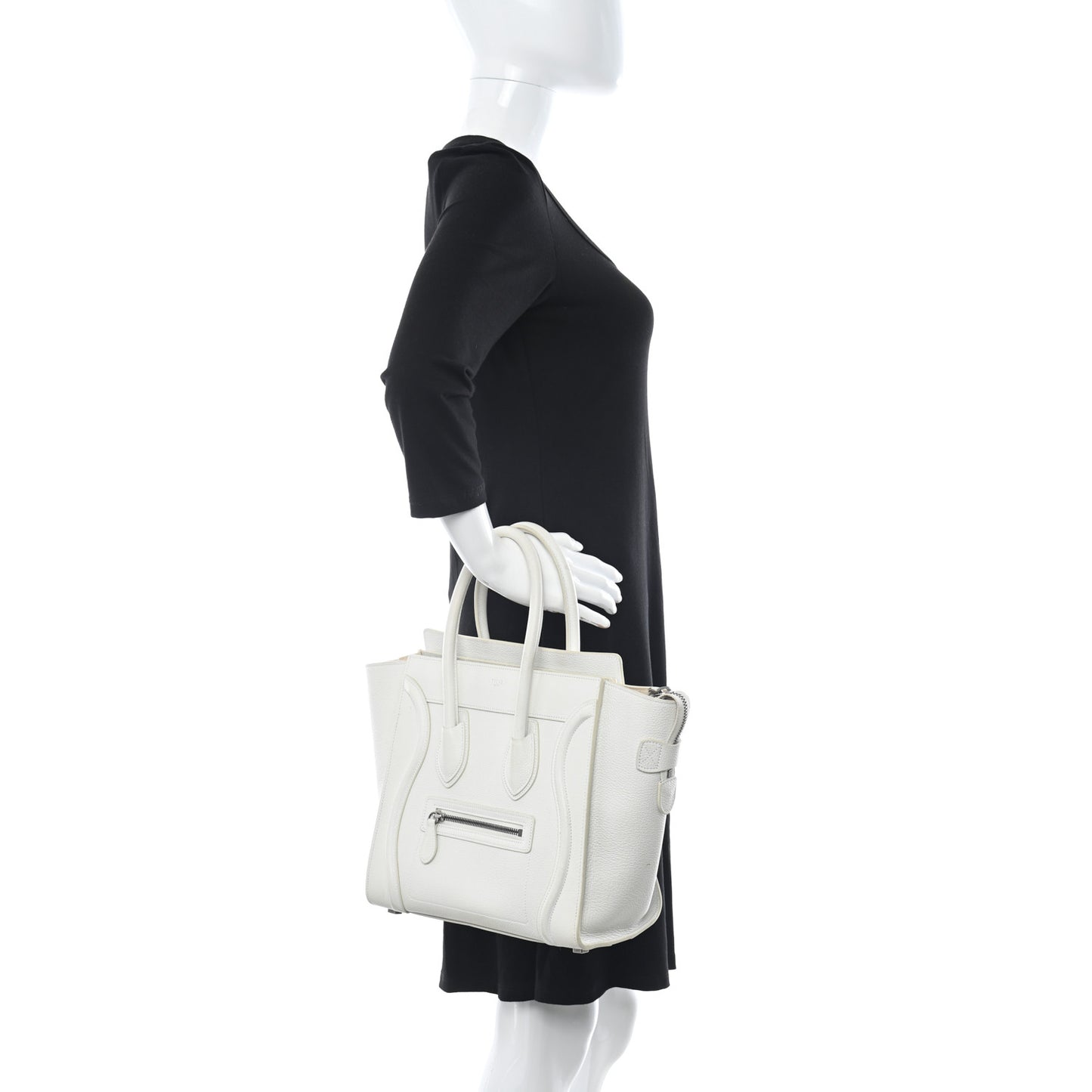 Drummed Calfskin Micro Luggage White