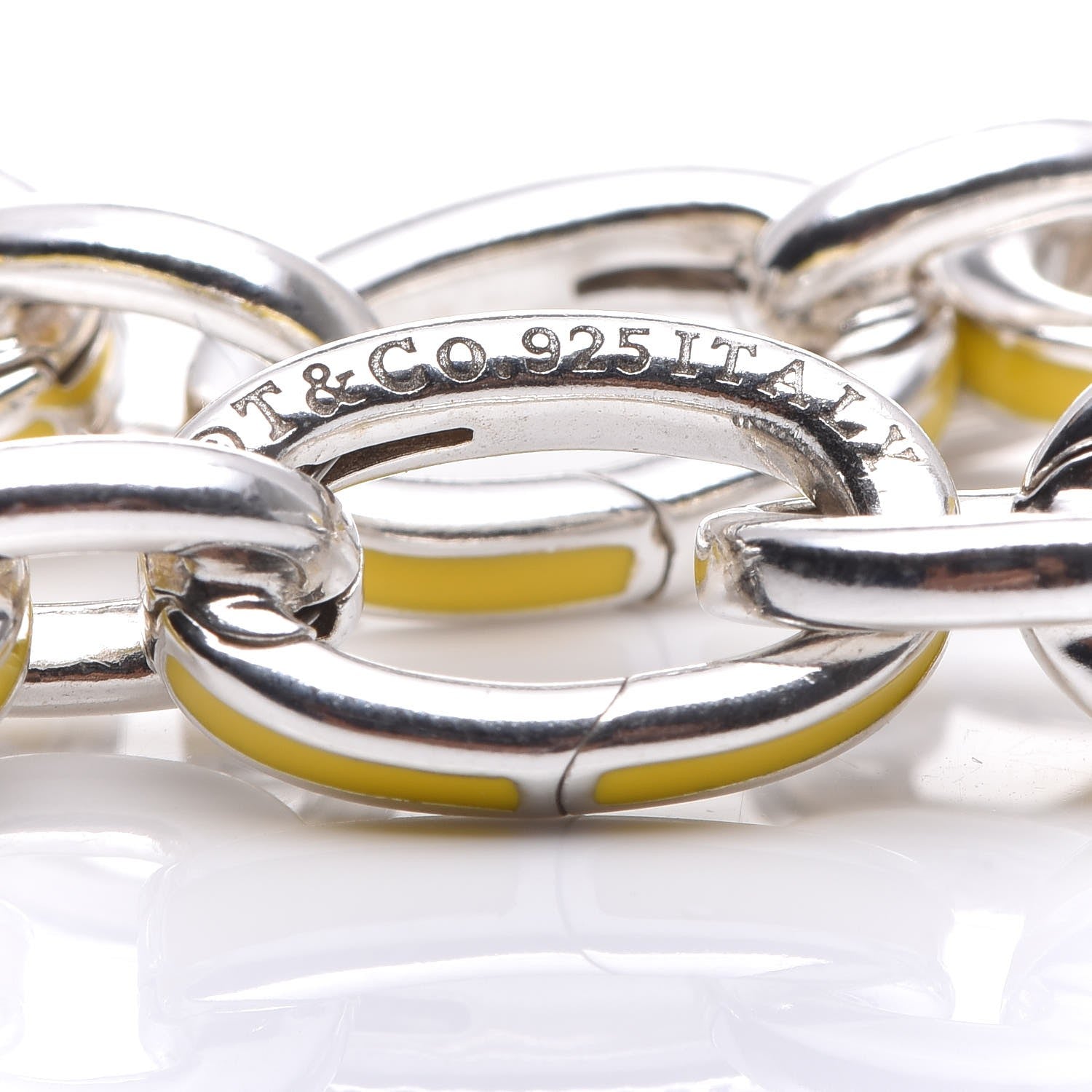 Tiffany Sterling Silver Enamel Link Bracelet Yellow 4 of 8