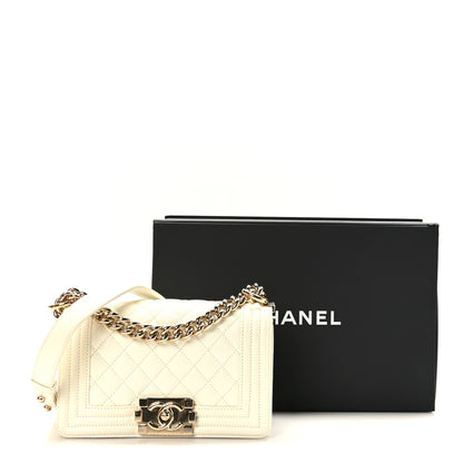 Chanel Caviar Quilted Small Boy Flap White 10 of 10