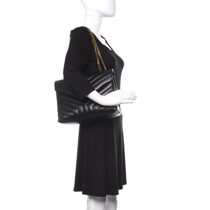 Saint Laurent Calfskin Y Quilted Monogram Medium Loulou Chain Satchel Black 2 of 15