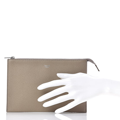 Celine Shiny Grained Calfskin Solo Trio Cosmetic Pouch Taupe 2 of 9