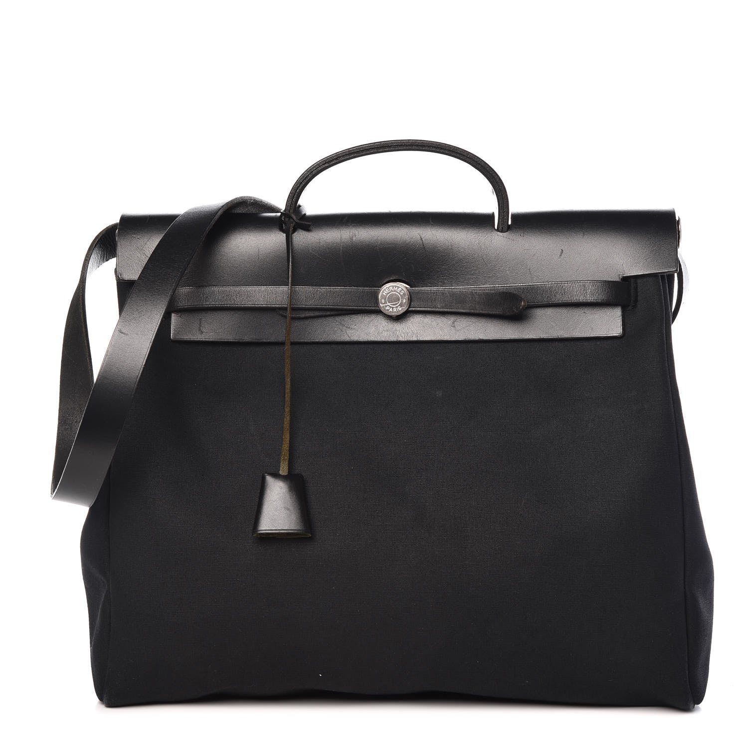 Hermes Toile Vache Calfskin Herbag 40 GM Black 1 of 16