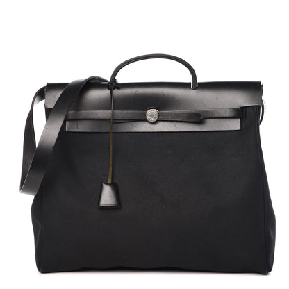 Hermes Toile Vache Calfskin Herbag 40 GM Black 1 of 16