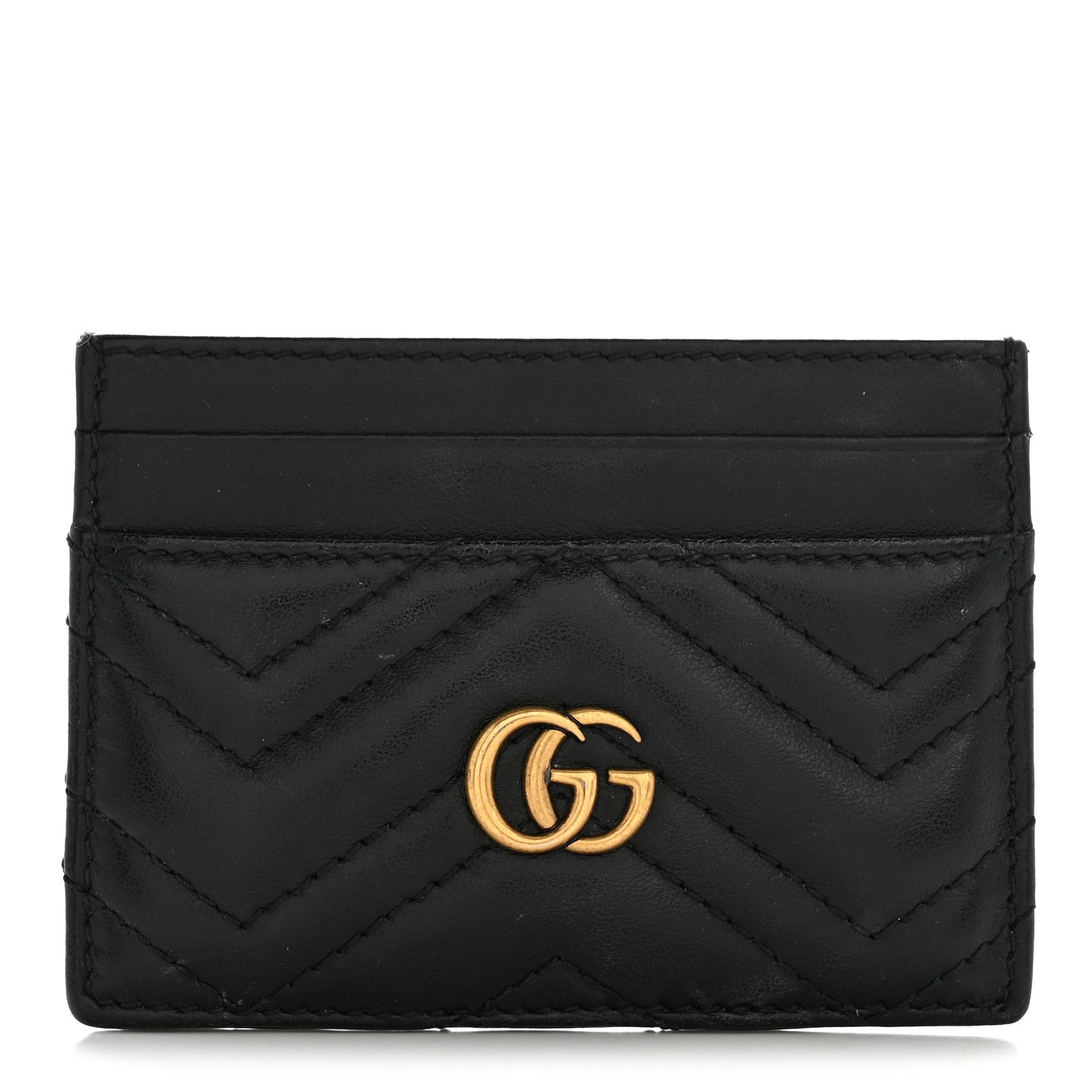 Gucci Calfskin Matelasse GG Marmont Card Holder Black 1 of 10