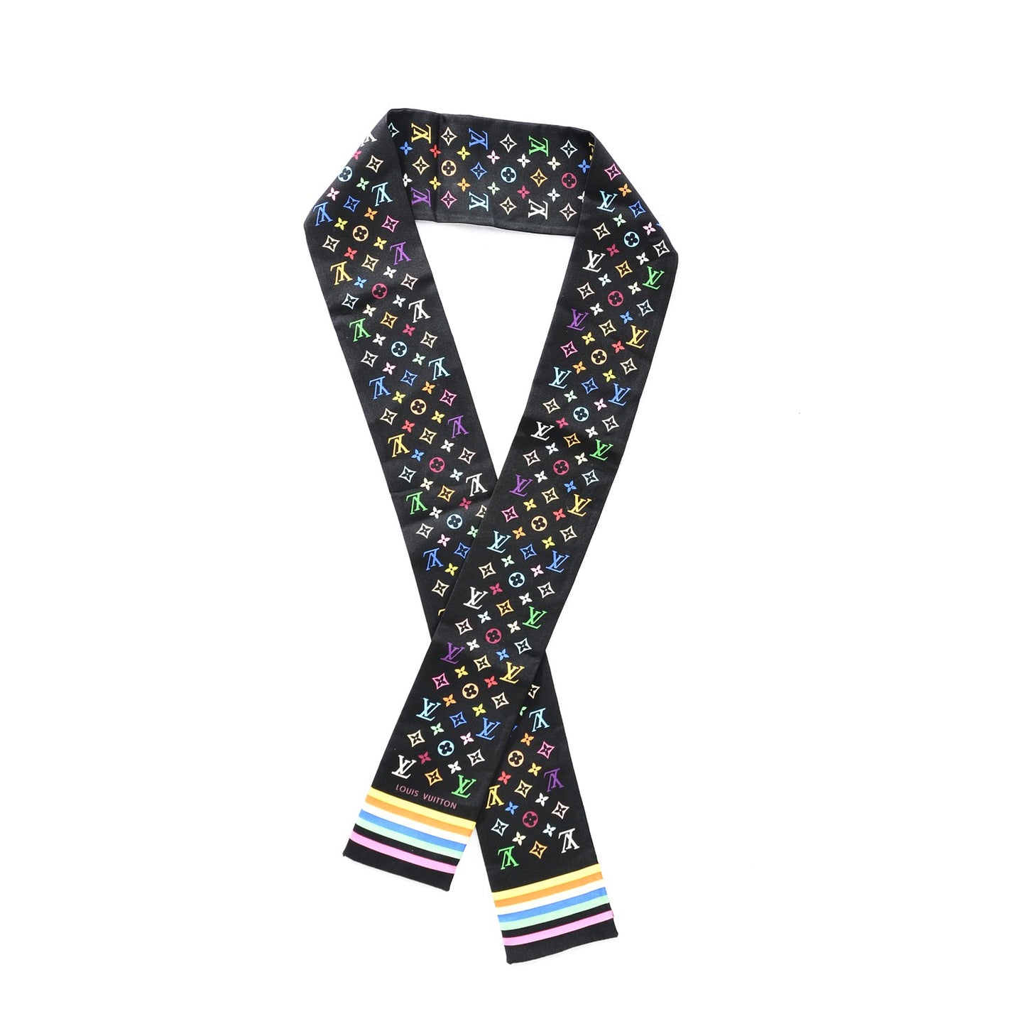 Silk Monogram Multicolor Bandeau Black