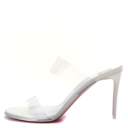 Christian Louboutin Patent PVC Just Nothing 85 Slide Sandals 36.5 White 1 of 10