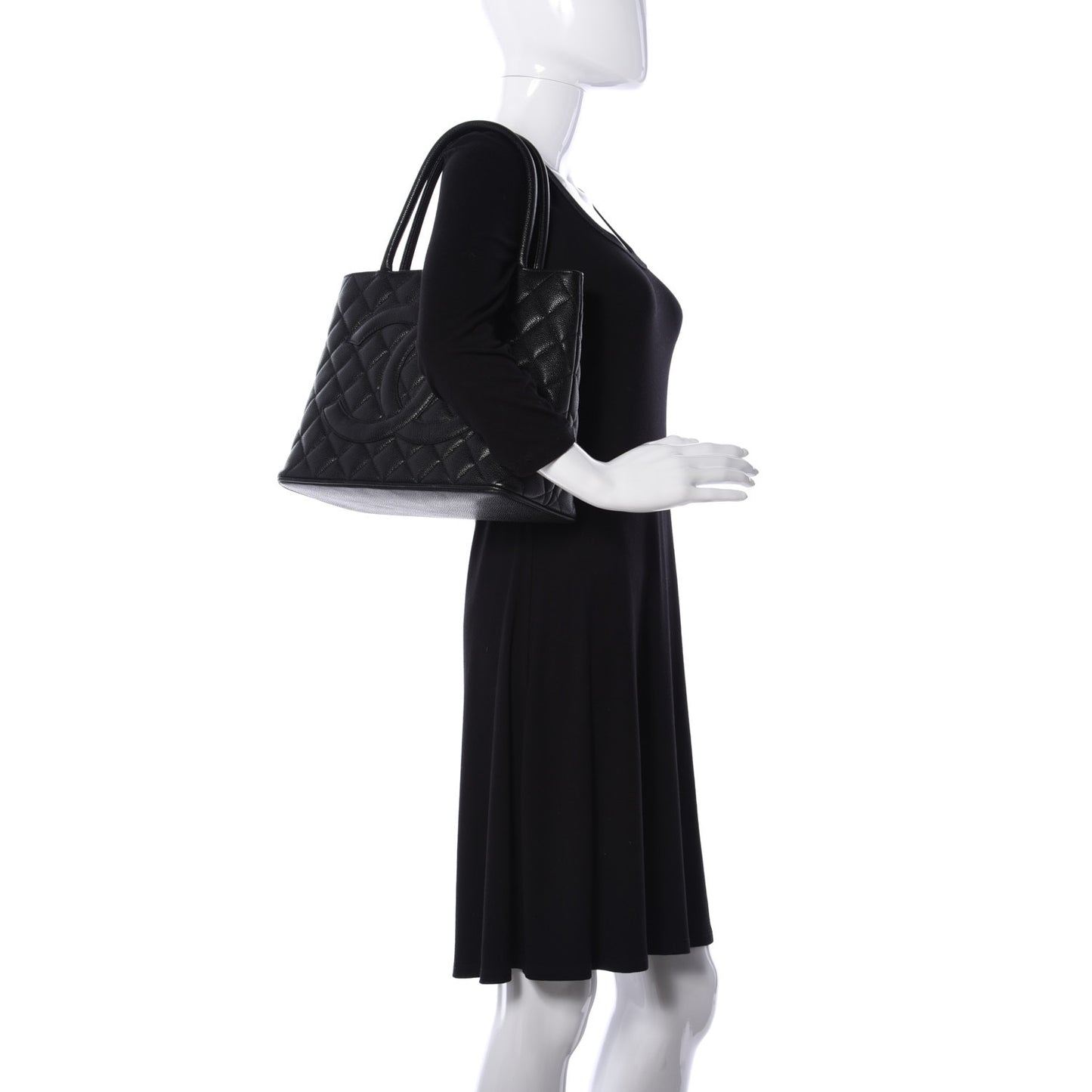 Caviar Quilted Medallion Tote Black