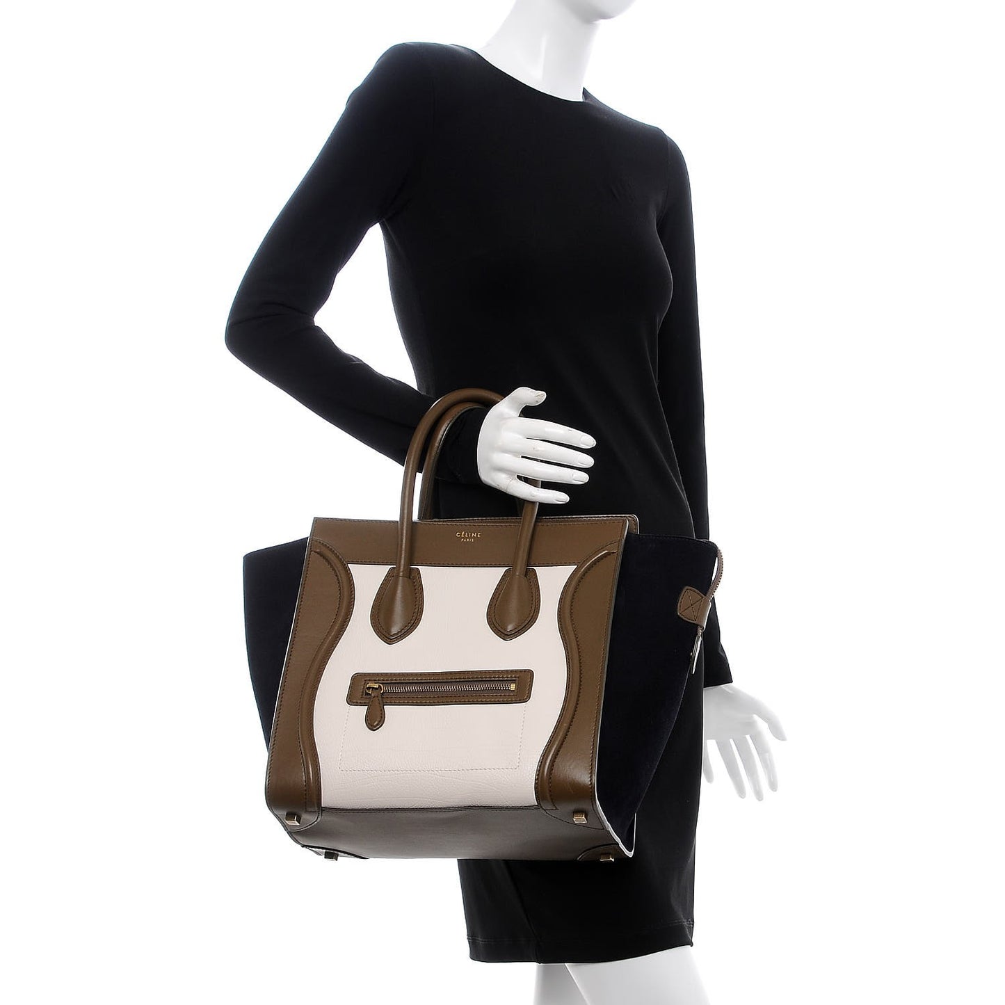 Textured Calfskin Suede Tri-color Mini Luggage Cream