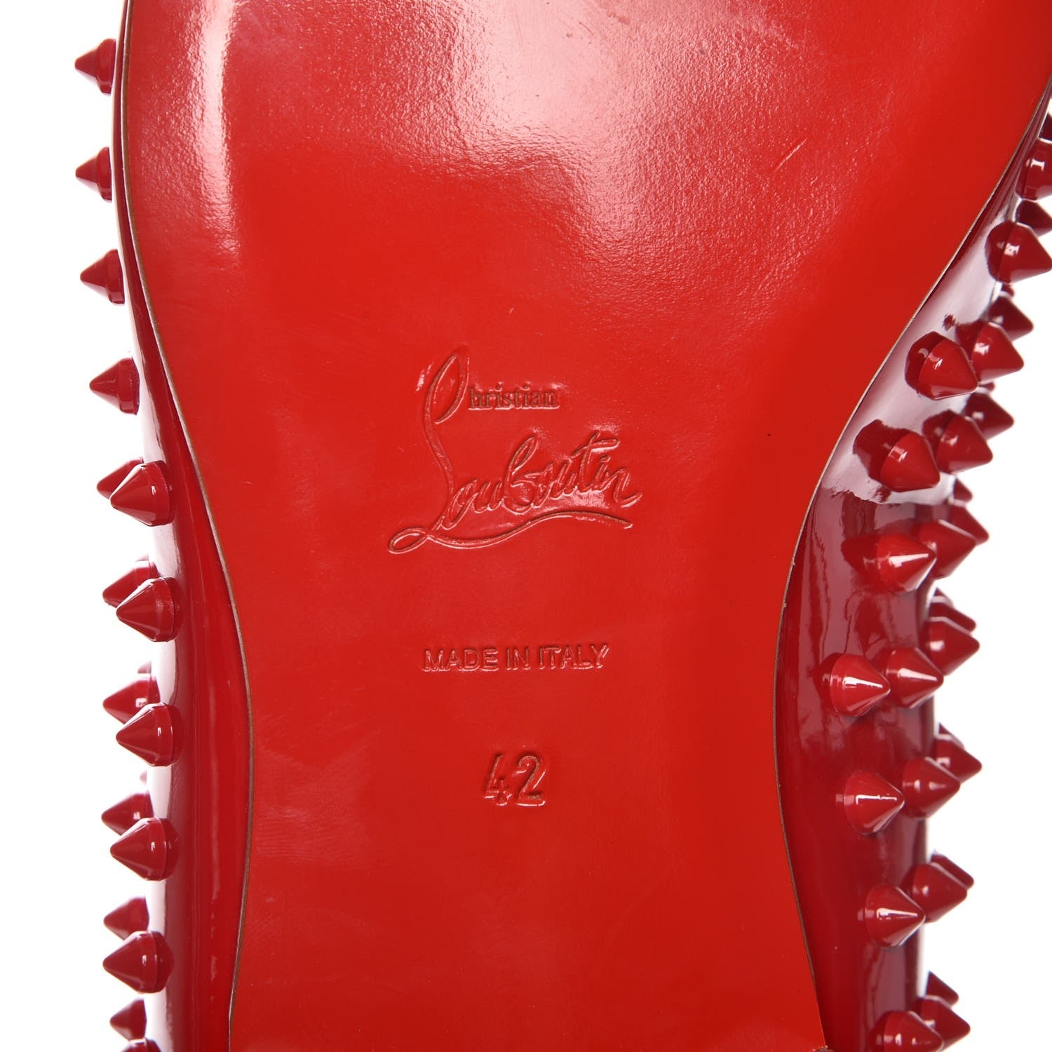 Christian Louboutin Patent Rollerboy Spikes Flat Loafers 42 Red 6 of 7