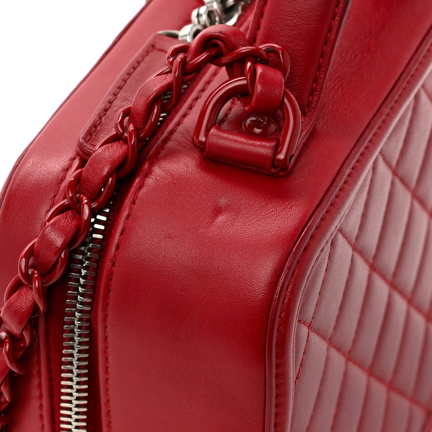 Lambskin Quilted Medium CC Filigree Vanity Case Dark Red