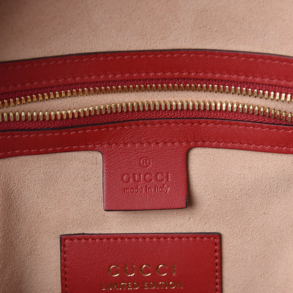 Gucci GG Supreme Monogram Web Kingsnake Heart Embroidered Small Day Backpack Red 6 of 9