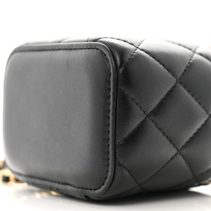 Chanel Lambskin Quilted Mini Pearl Crush Vanity Case With Chain Black 10 of 11