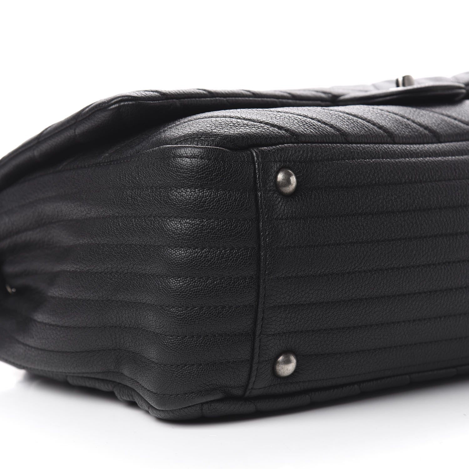 Chanel Calfskin Chevron Quilted XXL Travel Flap Bag Black 10 of 12