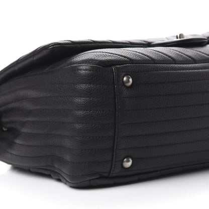 Chanel Calfskin Chevron Quilted XXL Travel Flap Bag Black 10 of 12