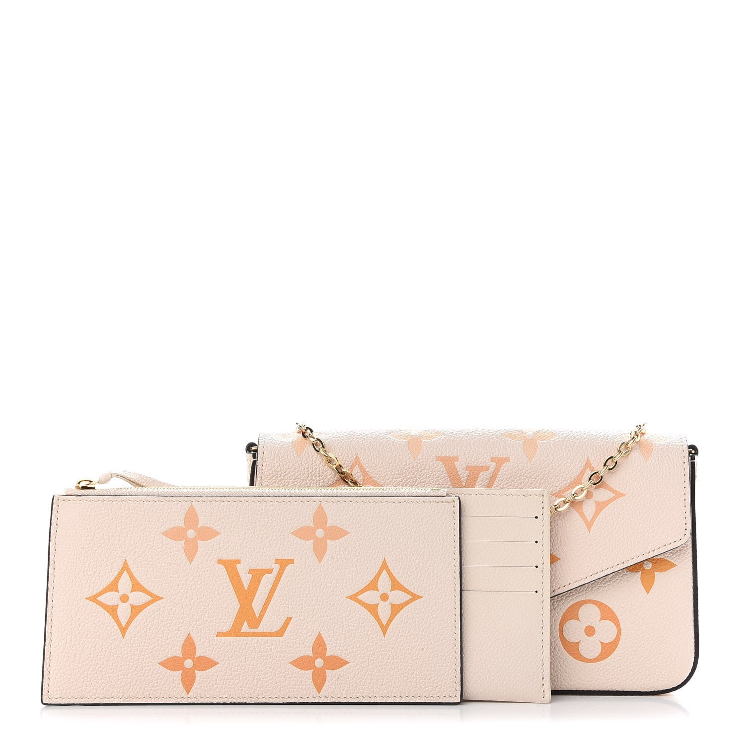 Louis Vuitton Empreinte Monogram Giant By The Pool Felicie Pochette Chain Wallet Cream Saffron 3 of 9