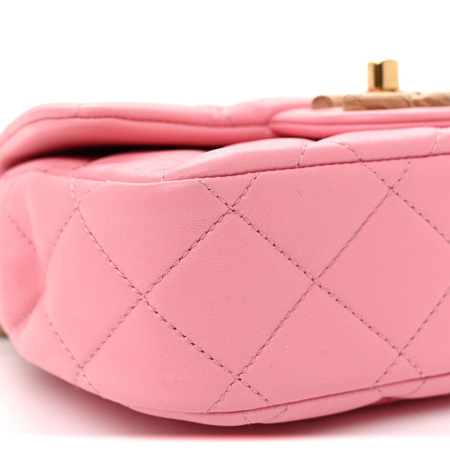 Chanel Lambskin Wenge Quilted Mini Fashion Wood Square Flap Pink 9 of 10