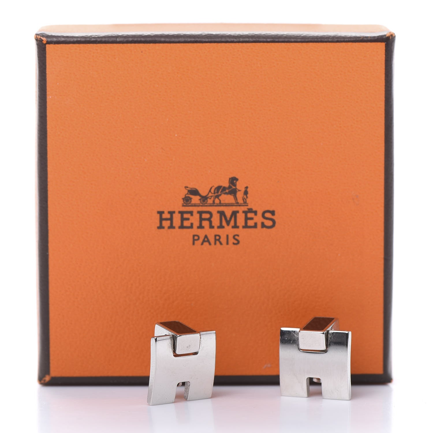 Hermes Palladium Lacquer Eileen Earrings Black 5 of 5