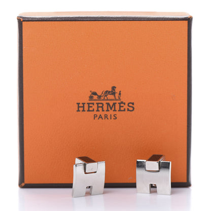Hermes Palladium Lacquer Eileen Earrings Black 5 of 5