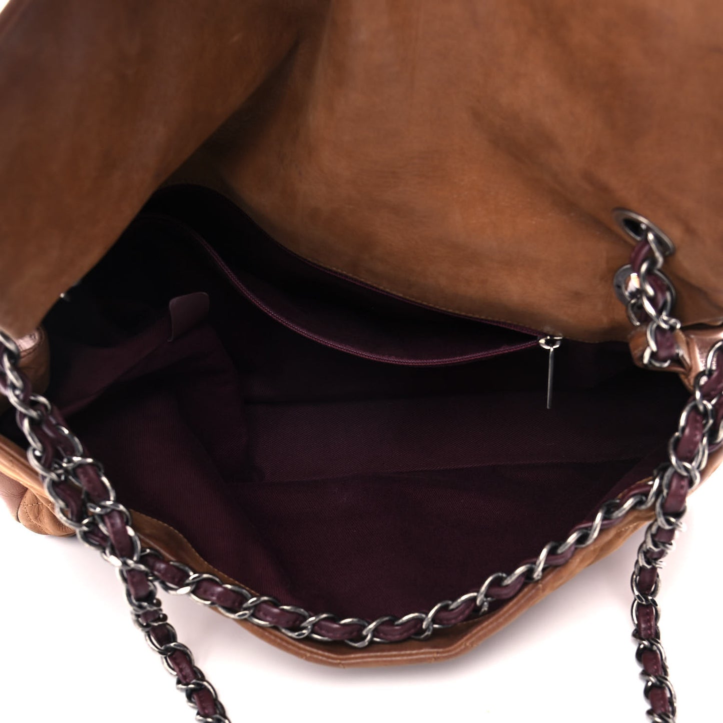 Iridescent Calfskin Jumbo In The Mix Flap Brown