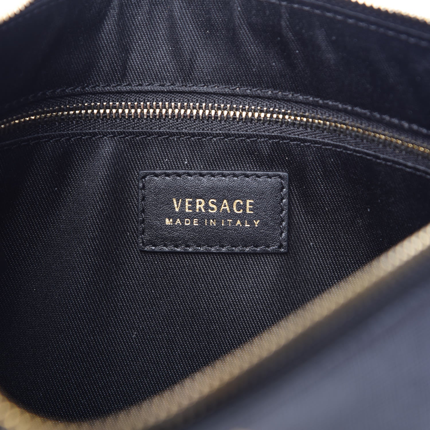 Versace Vitello Saffiano Barocco Print Pochette Black Gold 6 of 7